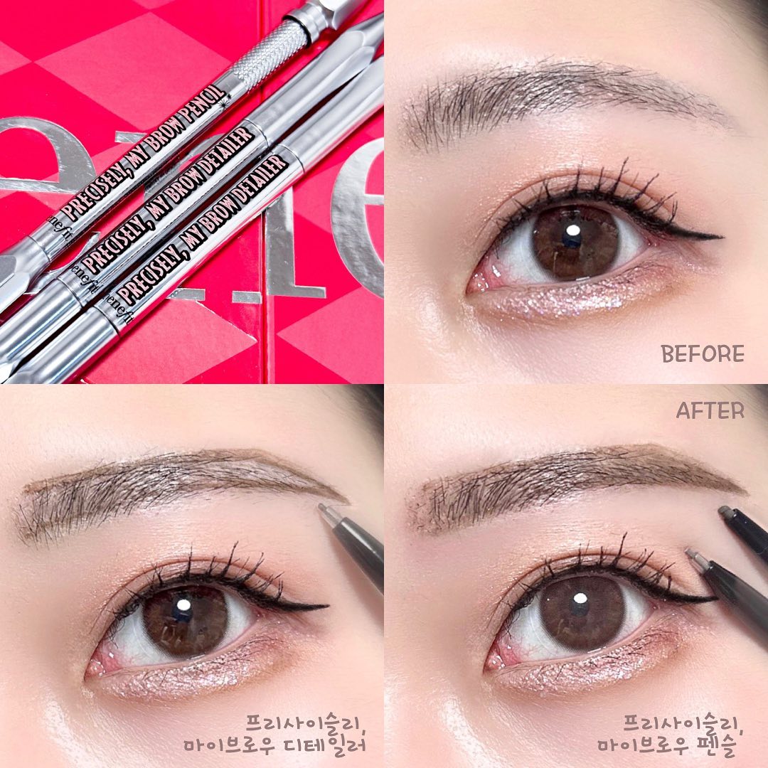 #광고 benefitcosmeticskorea 
▪️#베네피트 프리사이슬리 마이브로우 펜슬 & 디테일러

🤍 4년 연속 No.1 브로우 브랜드 베네피트에서 0.08mm 가늘고 세밀한 디테일러 브로우를 출시했어요! 샤프심처럼 얇은 브로우 펜슬인데 제가 여태까지 사용해본 브로우 중에 제일 얇더라구요! 기존에 있던 펜슬도 얇은 편이라고 생각했는데 요건 더 얇아져서 눈썹을 한 올 한 올 그리거나, 눈썹 라인을 잡아주기 엄청 쉬웠어요!

저는 눈썹 라인을 디테일러로 그려주고 펜슬타입으로 안을 채워줬는데 반대로 펜슬로 라인을 그리고 디테일러로 결을 표현하는 것도 가능하답니다! 마침 눈썹 정리를 해야 할 때가 와서 디테일 라로 라인을 그리고 정리해줬는데 라인이 정말 깔꼼하게 그려져서 역시 유명한데 엔 이유가 있구나 싶었어요ㅎㅎ

발색도 선명해서 덧바를 필요 없이 한번의 터치만으로도 색 표현이 잘 나타나서 아침에 메콥하기 간편했어요! 요거 디테일러의 경우 심이 진짜 얇으니까 조금씩 빼서 사용해야 안 부러진답니다💕

#베네피트브로우 #프리사이슬리 #프리사이슬리디테일러 #benefitbrows #베네피트프리사이슬리 #브로우메이크업 #아이브로우 #아이브로우펜슬 #아이브로우추천 #눈썹 #엠오티디 #eotd