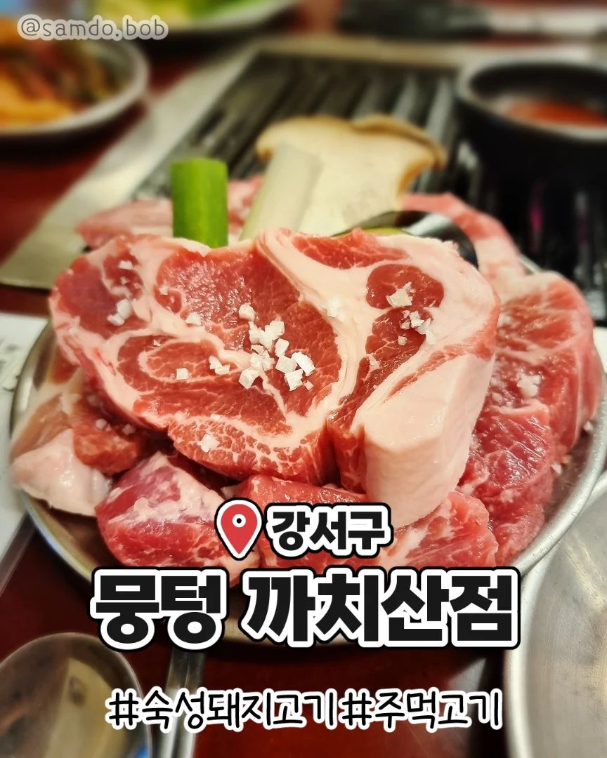 뭉텅 까치산점! 오픈했다길래 다녀와봄😋
오픈이벤트로 뭉텅 모듬 주문하면
삼겹살 1인분 서비스 줌(중요)
숙성돼지고기의 참맛을 알 수 있음
진~짜 부드럽고 두껍고 말랑말랑 최고,,
부분협찬⭕️ 리뷰의무❌️

✏️ 나의 메뉴
뭉텅 주먹고기 한접시 45.0
두부한모 청국장 6.0
김치말이국수 6.0
시나몬 껍데기 9.9
뭉텅하이볼 6.9 (오미자가 들어감)
하이볼 5.9

🍴 뭉텅 까치산점

📍 서울 강서구 강서로5나길 16 1층

⏰ open 17:00  close 05:00
*라스트오더 04:00

❣️ 사진에는 없지만 시나몬 껍데기가 별미중의 별미
껍데기도 짱 두꺼웠다.. 쫜득하고 달달해서
후식으로 먹기 좋을듯👍
.
.
#서울맛집 #까치산맛집 #화곡맛집 #강서맛집 #뭉텅까치산점 #고깃집 #돼지고기 #뭉텅 #먹스타그램 #먹스타 #먹방기록 #韓国旅行 #ソウル旅行 #ソウル食堂