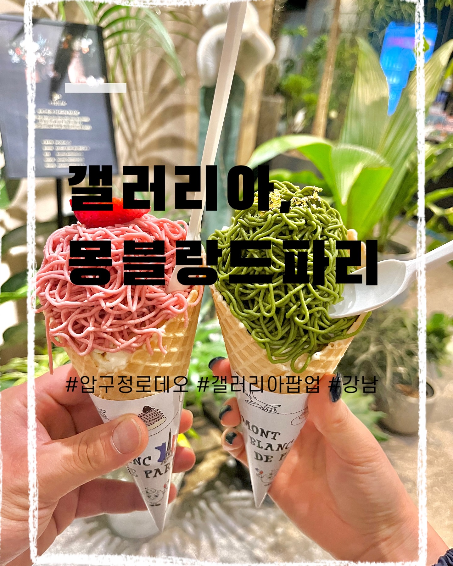몽블랑드파리 갤러리아팝업❤️
.
.
.
🌀몽블랑드파리

🔻팝업기간_ 24.05.21~24.05.30
🔻위치_ 서울 강남구 압구정로 343 갤러리아 명품관WEST B1F

🔻인스타계정_ montblanc.de.paris 
________________________________________🍦
너무 달지도 않은 앙금아이스크림!!:)
색다른 프랑스느낌인 신상디저트카페ო̤̥♥
앙금 콘아이스크림, 빵, 구움과지 등등 여러모로
빵순이 빵돌이라면 갤러리아 팝업입점 시기에 
맛보러 가는것도 아주 추천!!:)❤️
앗, 참참!!, 프랑그 버터바도 있으니 꼭 먹긔❤️
.
.
.
#협찬 #몽블랑드파리 #갤러리아 #압구정맛집 #강남카페 #강남디저트카페 #강남디저트 #강남디저트맛집 #압구정디저트 #압구정디저트카페 #갤러리아명품관east #압구정로데오 #도산공원 #도산공원카페 #도산공원핫플 #신상카페 #신상카페추천 #빵돌이 #빵순이 #먹스타 #먹스타그램촵촵 #먹스타그램맞팔 #오늘뭐먹지 #오늘의디저트 #냠냠 #🍦