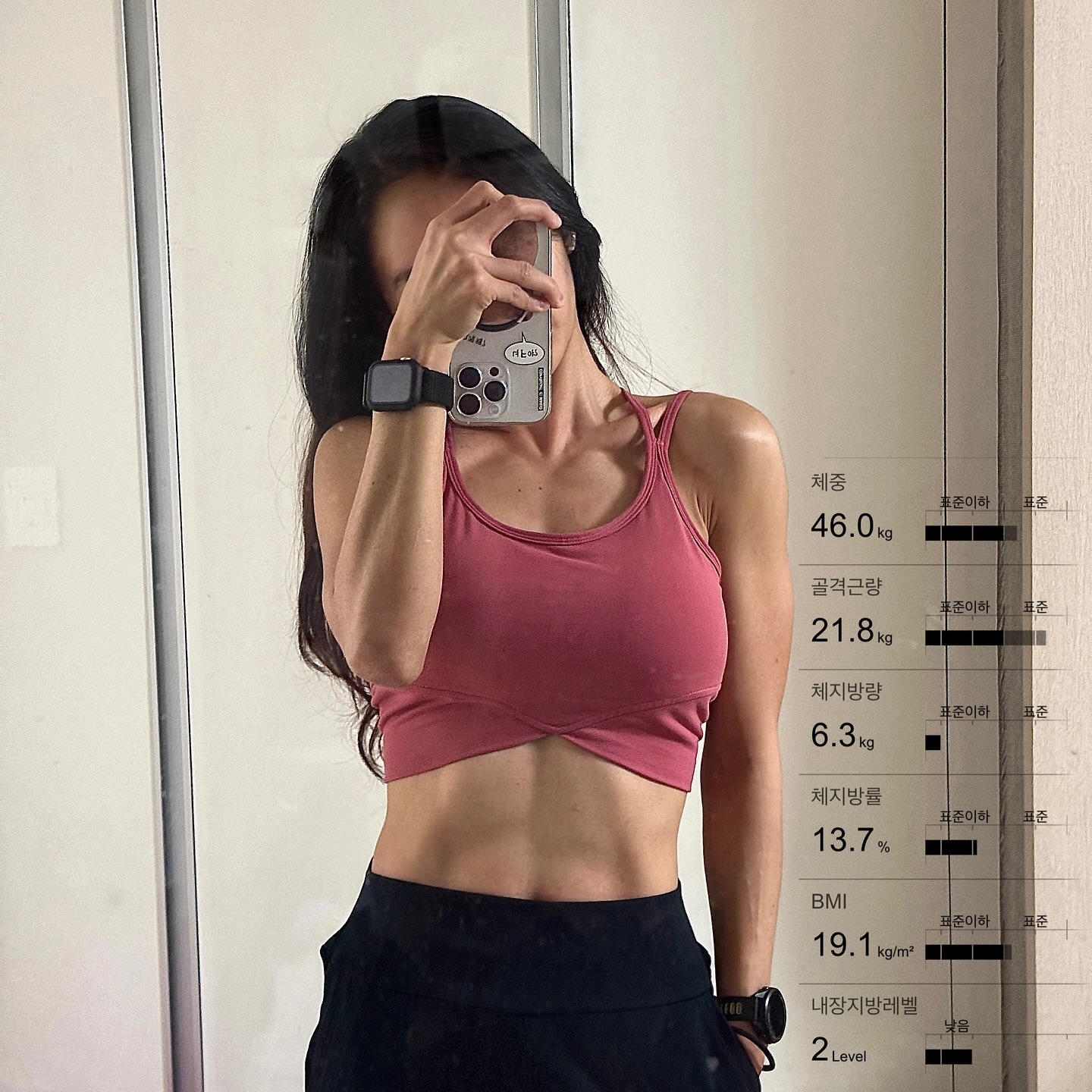 #눈바디 👋🏻 흰둥이 되가는중_
12월 나름 열심히 뛰었다고 체지방 고새 녹아버림😧