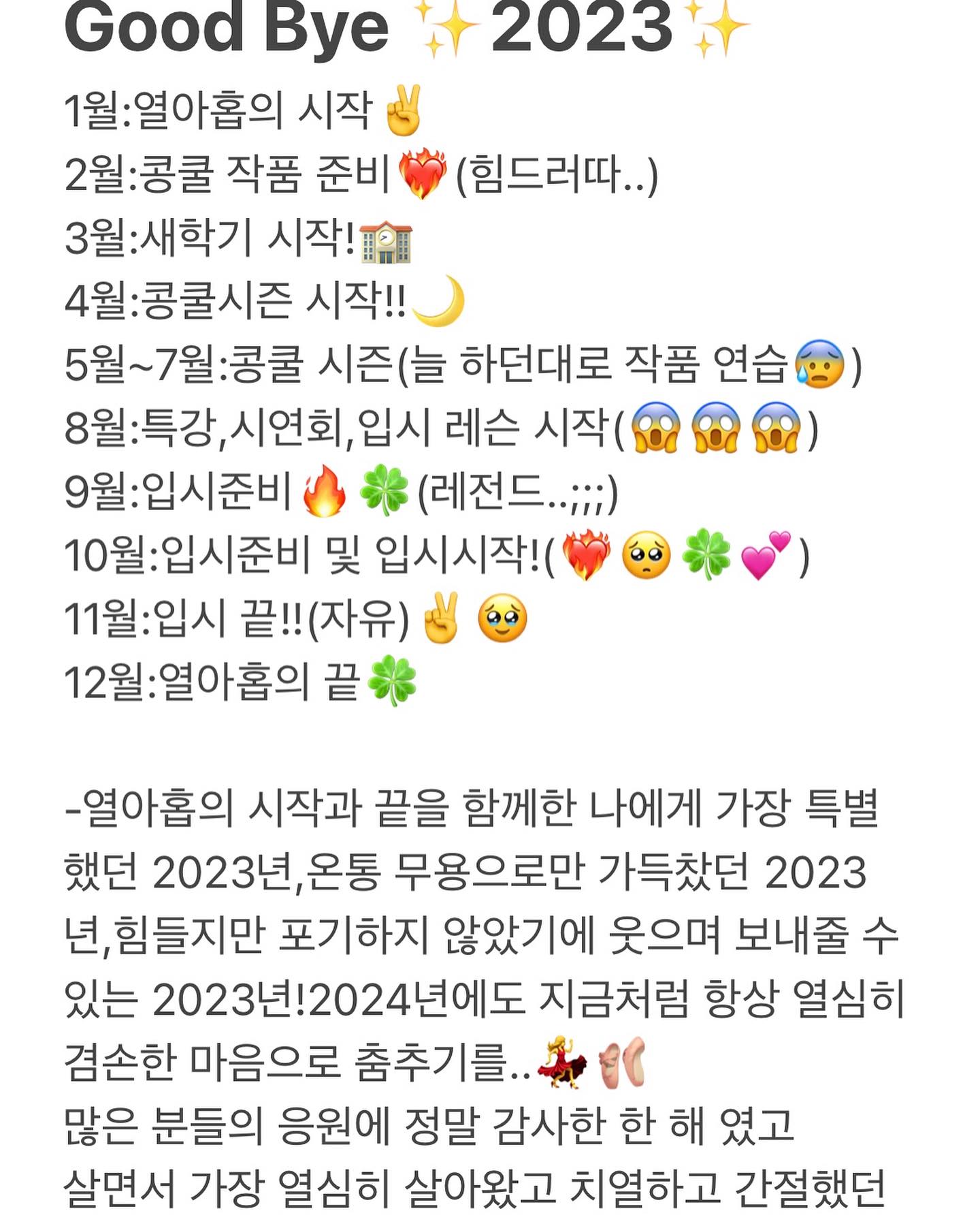 모두에게 너무나도 감사했고 간절하고 치열하고 열심히 살아왔던 한 해,2023✨good bye✨