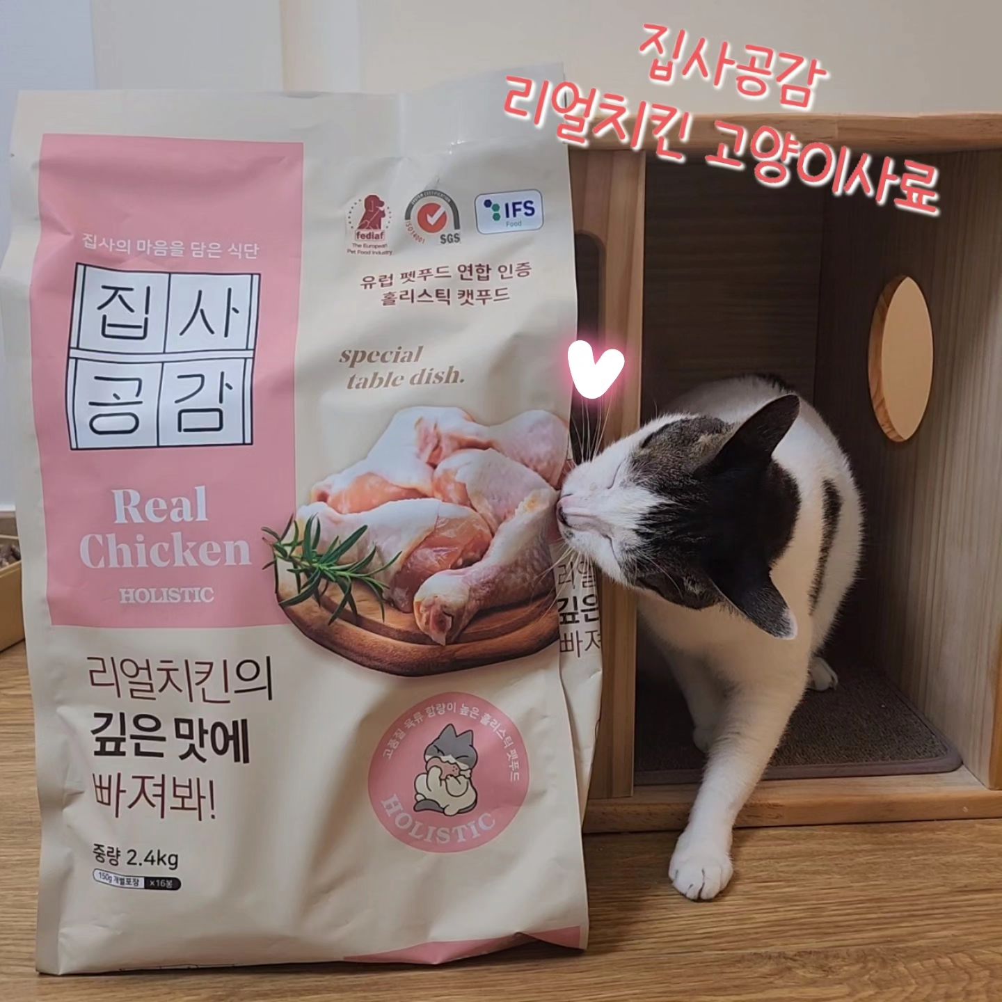 #협찬 #제품제공

☆ 집사공감 리얼치킨 고양이사료!!
.
뼈를 발라낸 신선한 닭고기 생육이 1원료~
한고연 신상 고양이 사료!! 🤗🤗
.

유럽에서 인증받은 홀리스틱 등급의 최고급 펫푸드 ✔️
휴먼그레이드 등급 식재료와 국제 식품 안전 인증 ✔️
신선한 생육이 1원료로 뼈를 발라낸 100% 닭고기 사용 ✔️
사과, 당근, 오메가지방산 첨가로 비뇨질환 예방에 도움 ✔️
신선한 생고기와 비타민 첨가로 체내 면역력 강화 도움 ✔️
프로바이오틱스와 프리바이오틱스 첨가로 장 건강 UP ✔️
육골뷰, 부산물, 항생제, 보존료, 인공착색제 無첨가 ✔️
먹기 좋은 7mm 사이즈의 사료 크기와 낱개속포장 ✔️
.

봉지 뜯기가 무섭게 모여드는 냥통수 둘~ ㅋㅋㅋㅋ

보단이 욤뇸뇸~
보는 사람까지 군침 돌게 하는 맛있는 먹방!! 

이거 사료야 간식이야?? 😂😂

기호성 완전 대~~~박!! 👍👍
.
.
#고양이사료 #홀리스틱등급 #홀리스틱사료 #집사공감사료 #집사공감고양이사료 #집사공감 #집사공감리얼치킨 #한고연몰리얼치킨 #리얼치킨고양이사료
#고양이다이어트사료 #다이어트사료 #고양이사료추천 #한고연몰 #한고연 #한국고양이모래연구소#고양이유산균 #기호성좋은사료 #집사공감리얼치킨 #기호성좋은사료 #고양이건식사료 #집사공감사료 #리얼치킨사료