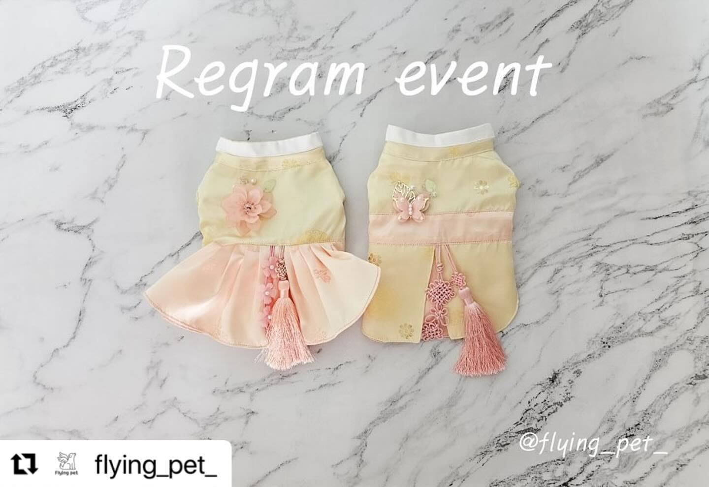 #Repost flying_pet_ with use.repost
・・・
안녕하세요. 플라잉 펫입니다.

크리스탈 양단 한복 출시 기념으로
리그램 이벤트를 진행합니다❤️
⠀
⠀
▪️이벤트 경품
크리스탈 양단 한복 1,2번 중 택1
⠀
▪️추첨 인원
2명
⠀
▪️응모기간
1/2-1/7
⠀
▪️당첨자 발표
1/9
⠀
▪️참여방법
1. 플라잉 펫 계정(flying_pet_)을 팔로우 해주세요.
2. 본 게시글을 리그램 해주세요.
3. 댓글로 희망하시는 옷의 숫자와 사이즈, 참여완료 댓글을 남겨주세요!
(*맞춤제작 희망하시는 분들은 아가 목둘레,가슴둘레,등길이를 남겨주세요.)
⠀
⠀
✔️비공개 계정은 당첨에서 제외됩니다.
✔️제품 수령 후 일주일내에 후기 업로드 해주실 수 있는 분만 참여 부탁드립니다.
✔️올려주신 후기,사진은 추후 홍보 목적으로 사용될 수 있습니다.
⠀

한복 리그램 이벤트와 동시에 1/17까지
한복 전제품 20%할인도 진행됩니당❣️

리그램 및 할인 이벤트에 
많은 관심 부탁드립니다🫶
