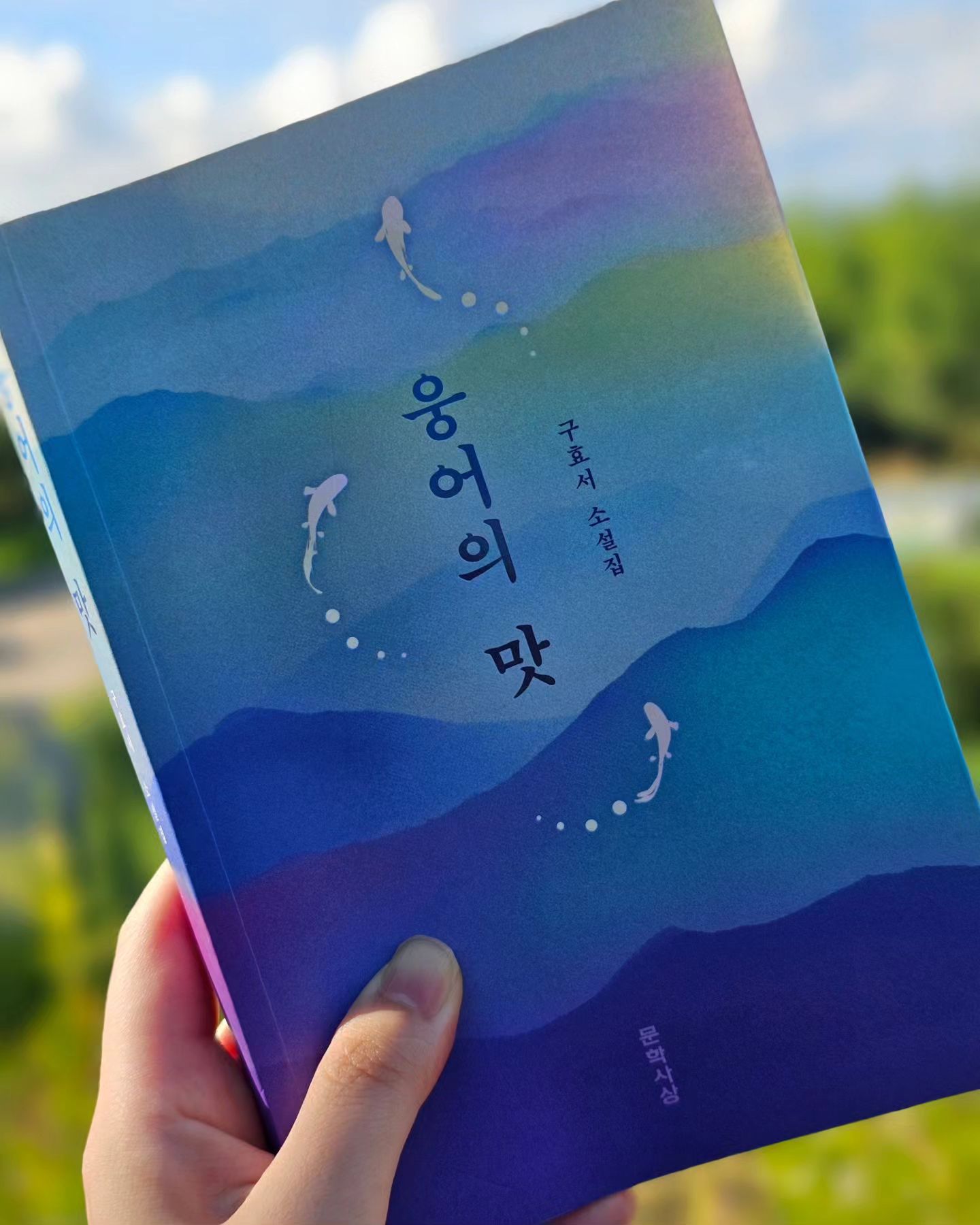 .
📖 웅어의 맛
✒️ 구효서
.
[은결-길편지]
방파제 앞 뜨거운 봄 햇살을 상상하게 한다.
붉은 빛과 푸른 빛의 대비를 통해 요 라는 인물이 치유되는 과정을 보여준다.
요가 바다를 남겨둘 수 있도록 도와주는 키미 노인과 미가도 주변의 도움으로 은결을 바라보게 된 것이다. 요가 떠난 포구에서 이제 미가는 길편지를 읽지 않아도 되었지만, 새로 남게 된 안쪽도 길편지를 통해 바다를 남겨둘 수 있길 바란다.
.
[풍경소리]
어디서 오셨습니까, 어디로 가십니까.
미와는 엄마가 죽고, 엄마가 키우던 상철이라는 고양이의 환청을 치유하기 위해 성불사에서 지낸다. 풍경소리와 바람, 물 소리를 통해 치유를 한다.
왜라고 묻지 않는 절 사람들을 통해 본성을 깨닫게 되는 과정은 스스로 답을 찾아가는 미와의 모습처럼 보인다.
바쁜 미혼모의 딸로 자란 미와는 성불사에서 인연의 뒤죽박죽을 맛보고 집요하게 쫓아 다니는 짝남에게 묘음을 전수하며 성숙한 모습으로 성불사를 떠난다.