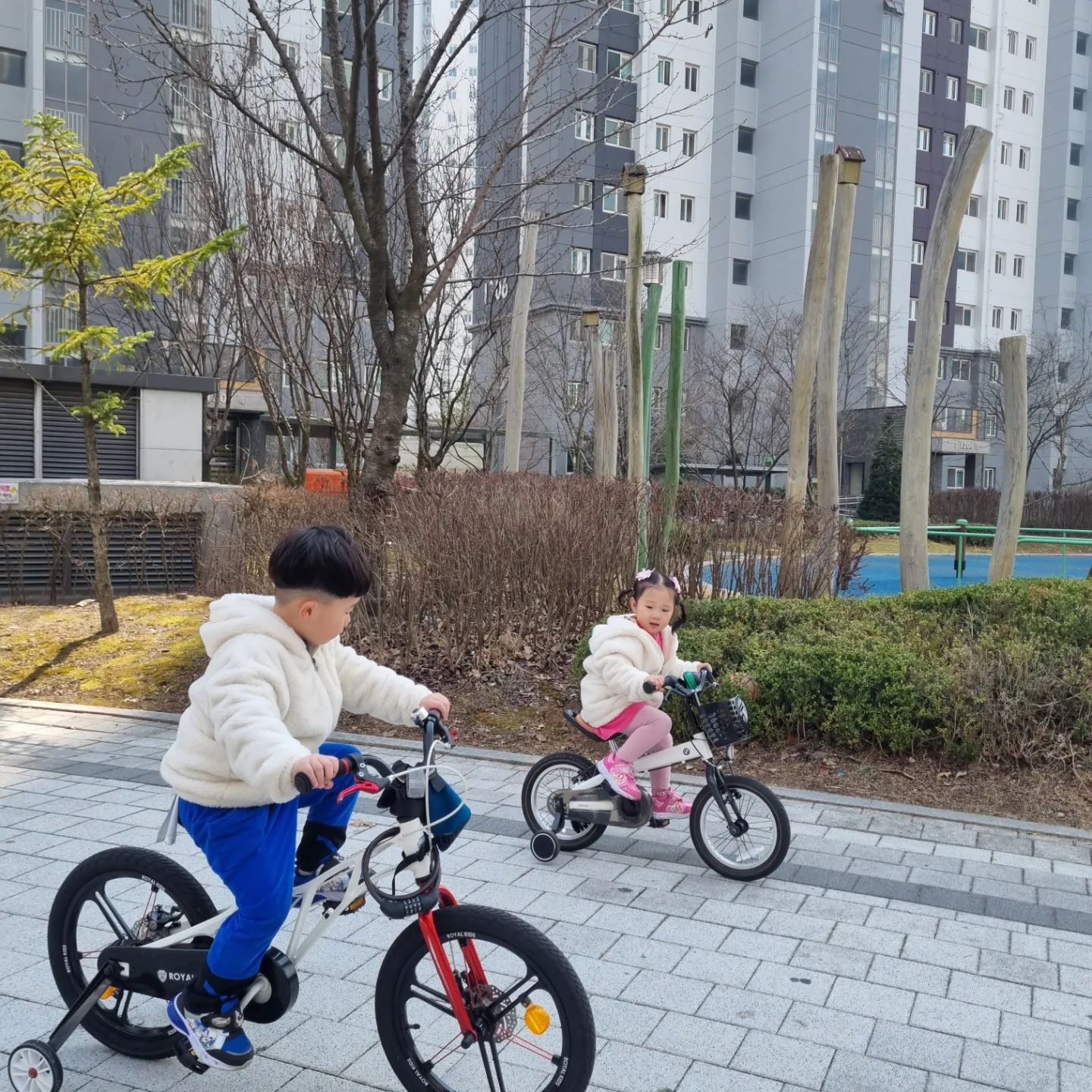 주말내내 자전거 타자는 아이들덕분에
이 애미는 만보씩 걸었네요 허허허허

대형견 두 마리 산책시키는 느낌이랄까요♡♡♡

두번째사진은
언제나 오빠 따라가기 바쁜 딸랑구♡