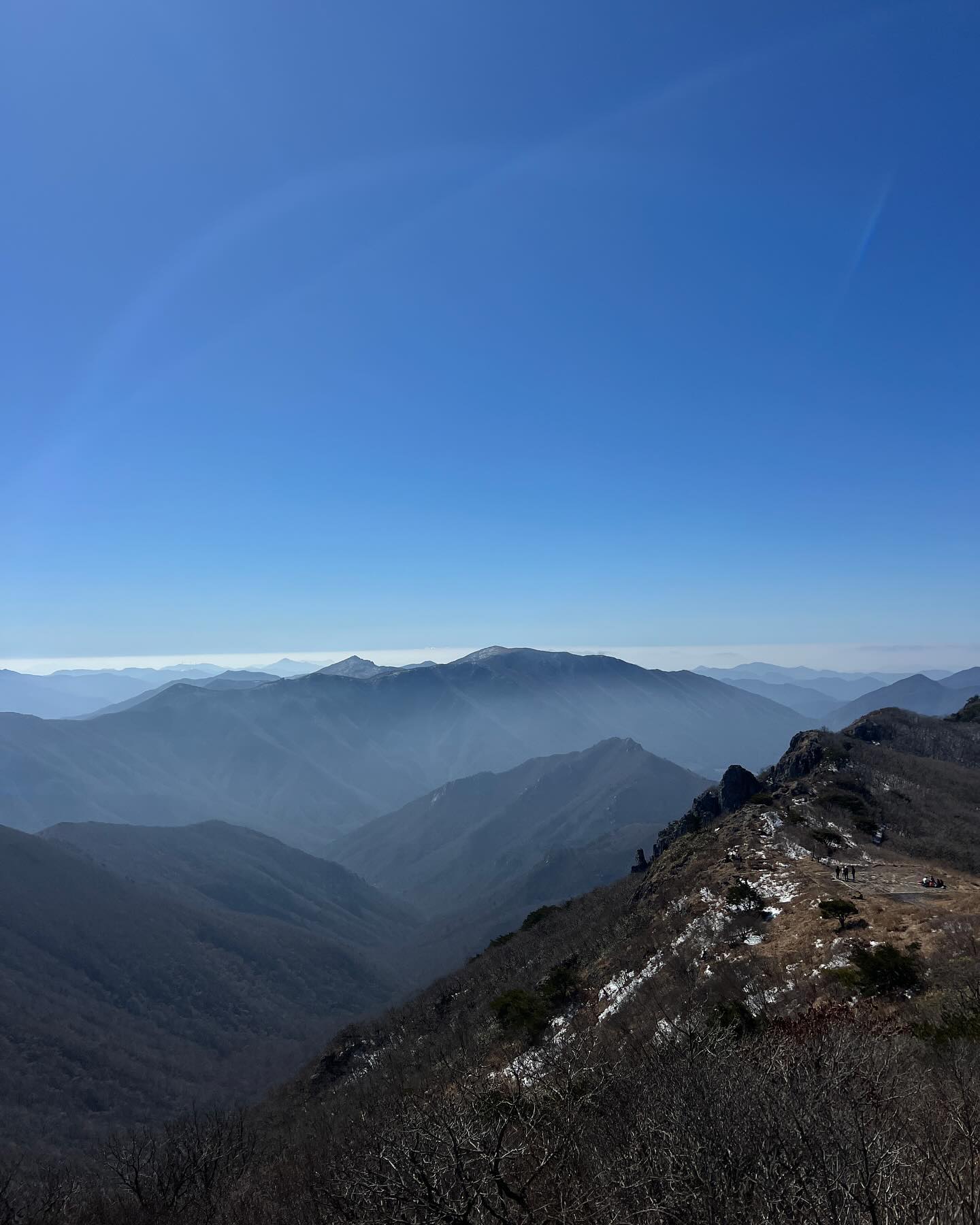 240217 Sat🏔️진흙밭 가지산+운무산 
생각도 없던 영알 급 도전..🥲
🚗금강산악회 버스타고 출동 :)
반팔 안 입고 안 챙긴거 너무후회 
하드레이어는 이미 초입부터 벗었음
(캐필린 웨케 내복같은지 아시는분?)
날은 따뜻한데 얼마 전 내리눈이 녹다말아서
정상가는길이 미끄럽고+진흙 밭
미끄러지진 않았는데 버스시간이....⏱️
내 등력에는 타이트하다보니 의도치않게 
다다다다다다 뛰어서 하산함

잘했다 칭찬해주고 싶은 나의 첫 영알인증
어쩔수없지만 3월에 또 가야겠지......?
