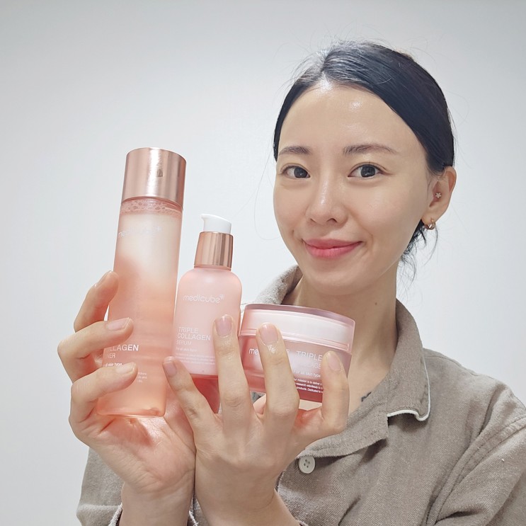 메디큐브 콜라겐 물광 기초 3종 후기 4세대 콜라겐으로 꽉 차오르는 피부 느껴봐요.