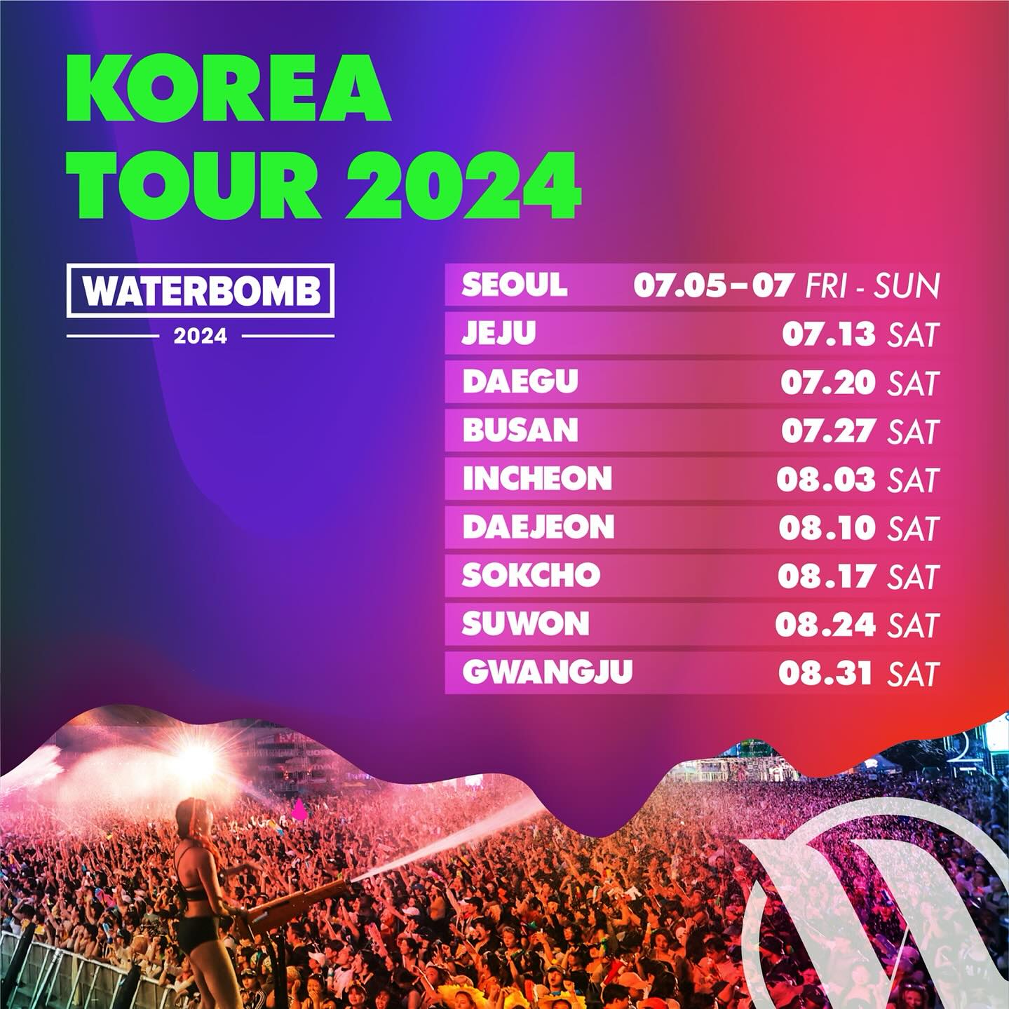 WATERBOMB KOREA TOUR 2024
•
✅얼리버드 티켓 
waterbomb_official  상단링크 클릭
•
#waterbomb #워터밤