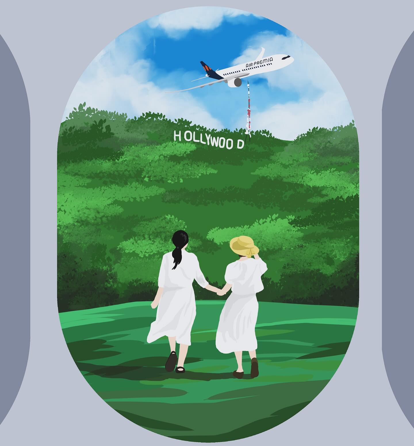 비행기 타면 제일 설레는 순간 ✈️✨
바로 이륙할 때 창문 너머 보이는 바깥 세상 .. 🩵

코로나 이후로 해외여행을 간 적이 없는데, 일상으로 돌아오고 나서 누구랑 여행갈까? 생각하다 문득 엄마랑 단둘이 해외여행 간 적이 없었다. 친구들이랑 해외여행은 많이 갔어도 엄마랑은 다음에.. 만 말하다 어느덧 시간이 없다는 핑계로 나의 20대도 다 가버렸다.

예전에 엄마랑 얘기하다 엄마는 해외가면 어디가 제일 가고 싶냐고 물었더니 미국이라고 했다. 제일 좋아하는 영화가 라라랜드인데 미국은 정말 엄마가 생각하는 외국 같다고.. 🇺🇸
미국에 가면 라라랜드 촬영지인 그리피스 천문대도 가고 싶고 할리우드 사인도 보러가고 싶다.

다음에 기회되면 미국가자! 했더니 엄마 나이에 비행기를 14시간이나 어떻게 타겠냐며 자리도 좁고 불편하다고 하던 엄마의 말에 좌석이 넓은 에어프레미아면 괜찮지 않을까? 하는 생각이 들었다.

💭엄마와 같이 커플 원피스 입고 더 나이들기 전에 미국 가서 추억 쌓고 싶은 순간을 일러스트로 그려보았습니다.

#AirPremiaMillionMoments airpremia_official #에어프레미아 #모녀여행