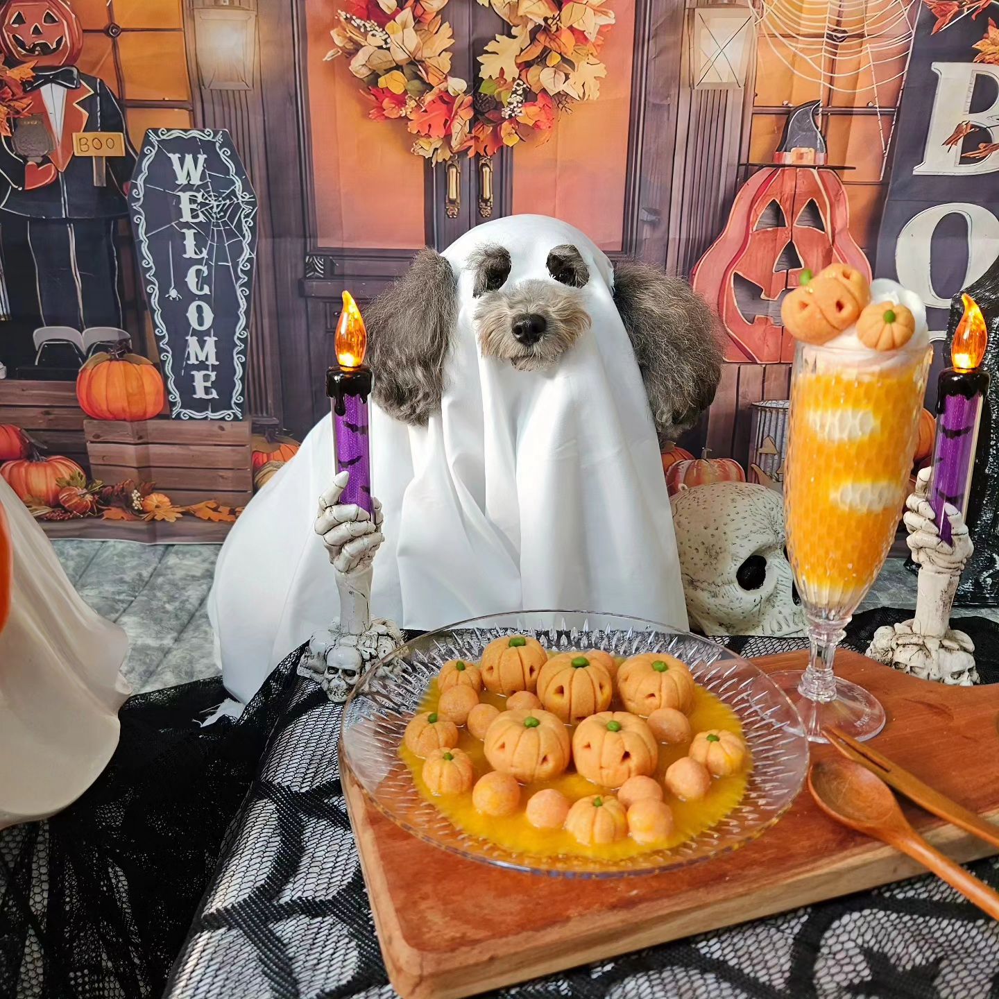 #2023할로윈 #4번째할로윈🎃 

올해도 그냥 지나가면 아쉽지~

올해는 귀나온 메리유령👻 
귀 나오니까 이렇게  웃길수가😂
매년 예쁘게만 할 순 없잖아요🤭

귀신들아! 내가 더무섭지?
잡귀들아! 사탕줄게🍬 
내 액운 다 가져가고 내근처에
내친구들 근처에도 얼씬도 하지마!

친구들아, 울집에 호박스튜랑
 호박파르페 준비해놨으니 널러와~
예쁜데 맛도 영양도 끝내줘👍

🧹Happy Halloween 보내세요😁🧙‍♀️

#마리퐁_강아지수제간식🐾
#매년즐거운할로윈 #강아지할로윈파티 
#함께하는추억 #엄마표포토존
#마리퐁할로윈 #비주얼도맛도 #최고에요👍