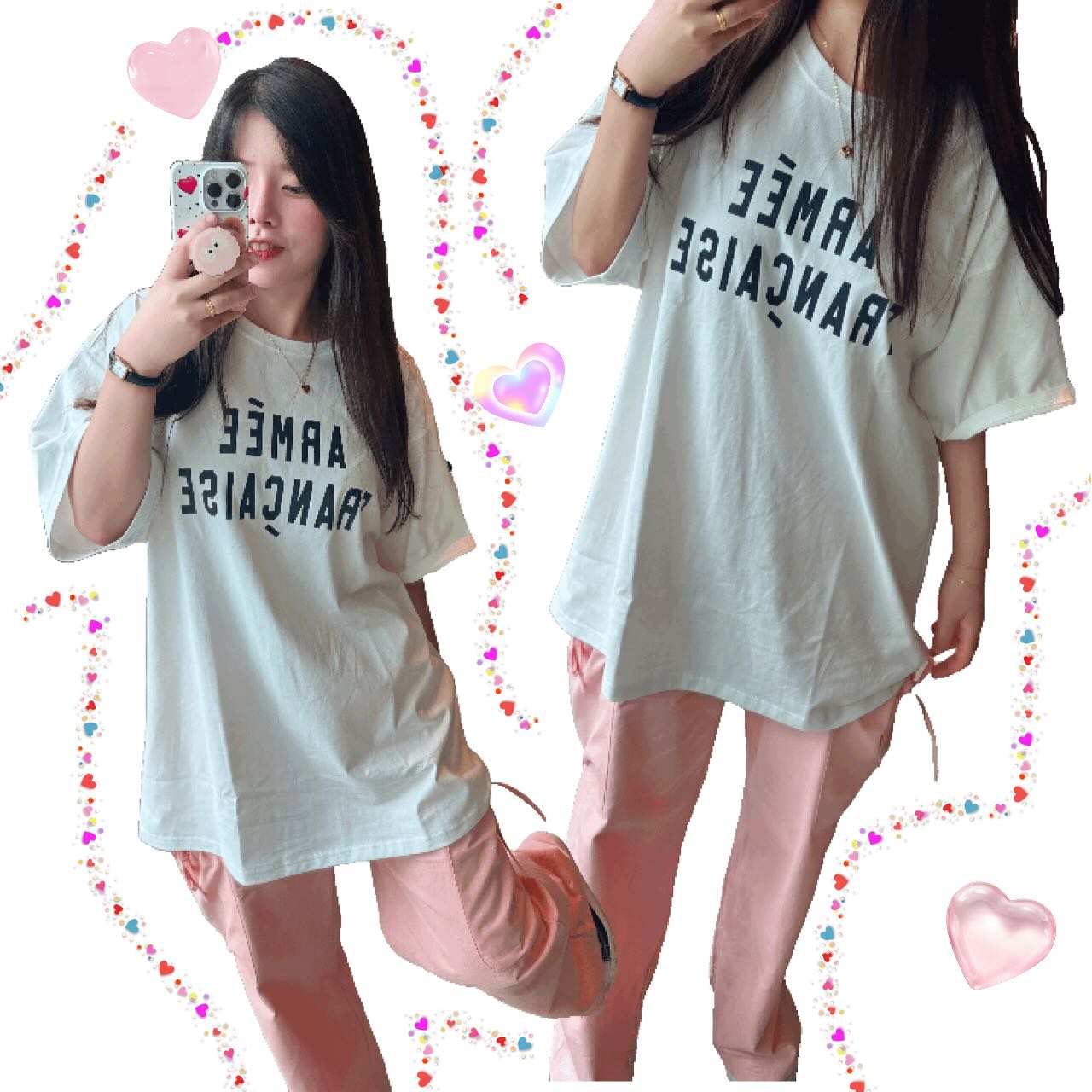 여름반팔티로 화이트에 프린팅있는거 없는사람 없쥬!!?
#카네이테이 
#여름반팔

조금 키치하게 입어보기🍓

여러 사이즈 있다보니 다양한 체형분들도 입을 수 있을것
같더라고용😃

오버핏,슬림핏 다 가능하게 여러 사이즈 있어서 고민없이 
사이즈를 골랐지뭐에요🌼

깔끔룩에 핑꾸 바지 이렇게 키치룩
#키치룩 #키치스티커 

#카네이테이 #kaneitei #반팔 #반팔추천 #티셔츠 #티셔츠추천

kaneitei