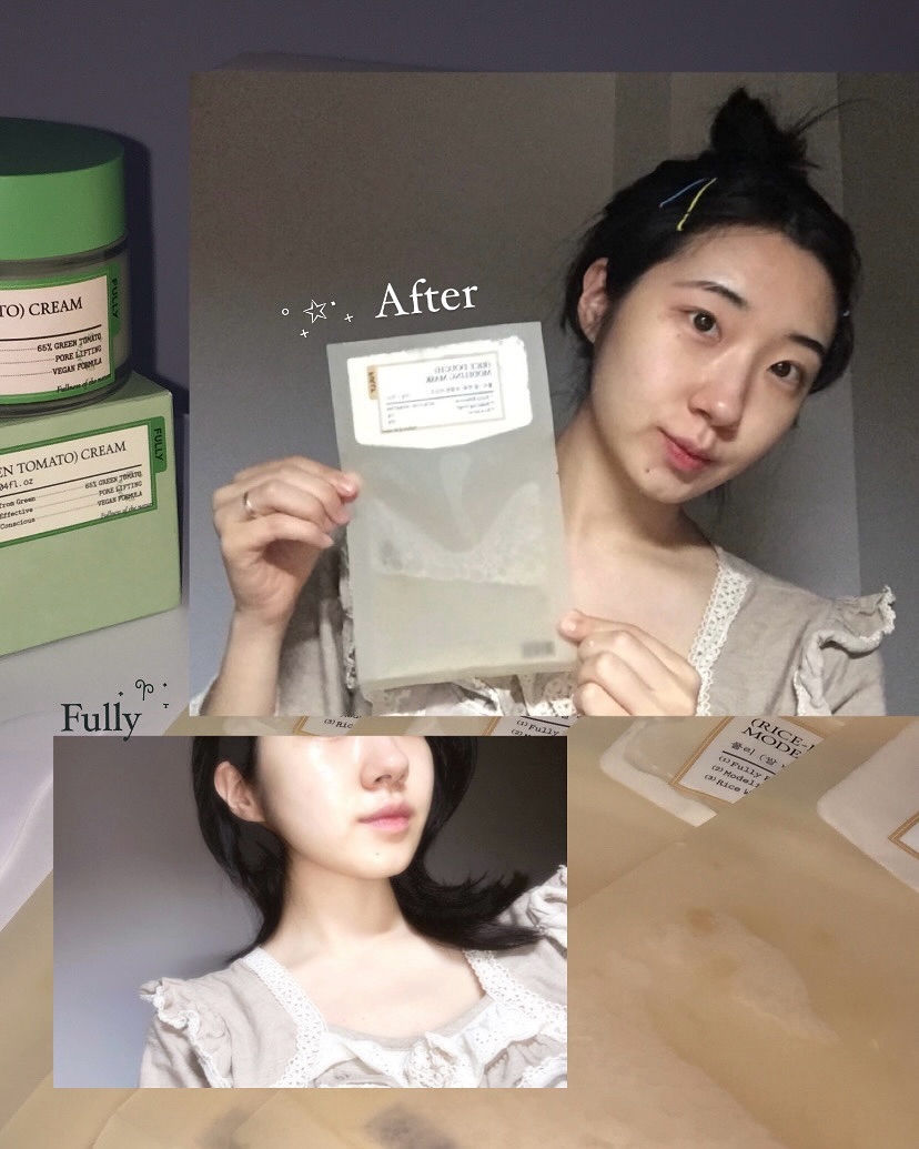 #제품제공 꿀 피부 만들어주는 fully___official 의 물 조절도 필요 없는 완전 간편한 모델링 마스트 팩과 그린 토마토 크림 🍅🍀

🌾 쌀 반죽 모델링 마스크  • 국내, 국제 특허 등록된 모델링 마스크 •  제 1제와 2제로 나뉜 파우치를 뜯어 혼합 후 바로 피부에 도포 가능. 별도의 물과 용기 필요 없이 내장된 스파츌라만 사용하면 된다. 손에 묻히지 않고 편리한 모델링팩.  
•석고가루를 사용해 떼어내면 수분감이 풍부하고 피부 장벽을 강화해주는 효과.
 <사용 방법>
1. 상단의 1제가 잘 섞이도록 스파츌라를 이용해 고루 섞어주세요.
2. 과자 뜯듯이 실링 부분을 뜯어 1제와 2제가 섞이도록 해주세요.
3. 내용물이 고루 혼합될 수 있도록 충분히 흔들어 섞어주세요.
4. 절취선을 따라 뜯은 후 내용물을 얼굴에 도포해주세요. 
🍅 크림  • 청량한 연두빛 젤 크림/ 촉촉하지만 끈적임이 없어 데일리로 사용하기 좋다. • 피부가 유난히 달아오르거나 건조한 날 슬리핑 팩으로도 사용하기 좋다. (잠들기 전 평소 사용량보다 2배의 양을 올려 사용) • 피부의 탄력 및 모공 개선에 도움을 주는 토마티딘과 비타민C가 풍부하게 들어간 그린토마토 추출물 함유 • 과다한 피지로 넓어진 가로모공, 피부 탄력 없이 늘어난 세로 모공, 두꺼운 각질이 쌓아버린 거친 피부 → 셋 중에 하나라도 해당된다면 꼭 사용해 보세요!!

#제품제공 #풀리 #기초는풀리 #그린토마토크림 #풀리쌀반죽팩 #비건모델링팩 #모델링팩 #그린토마토 #모공관리 #스킨케어추천 #FULLY #화장품 # 화장품추천 #greentomatoclaymask #ricemask #kbeauty #glassskin #skincaretips